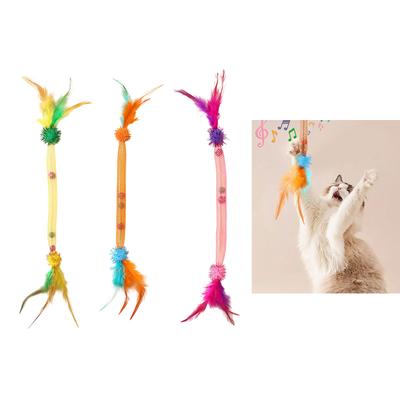 Jouet interactif baguette teaser pour chat en maille élastique avec clochettes pour propriétaires d'animaux Renforcer la relation par le jeu Exercice