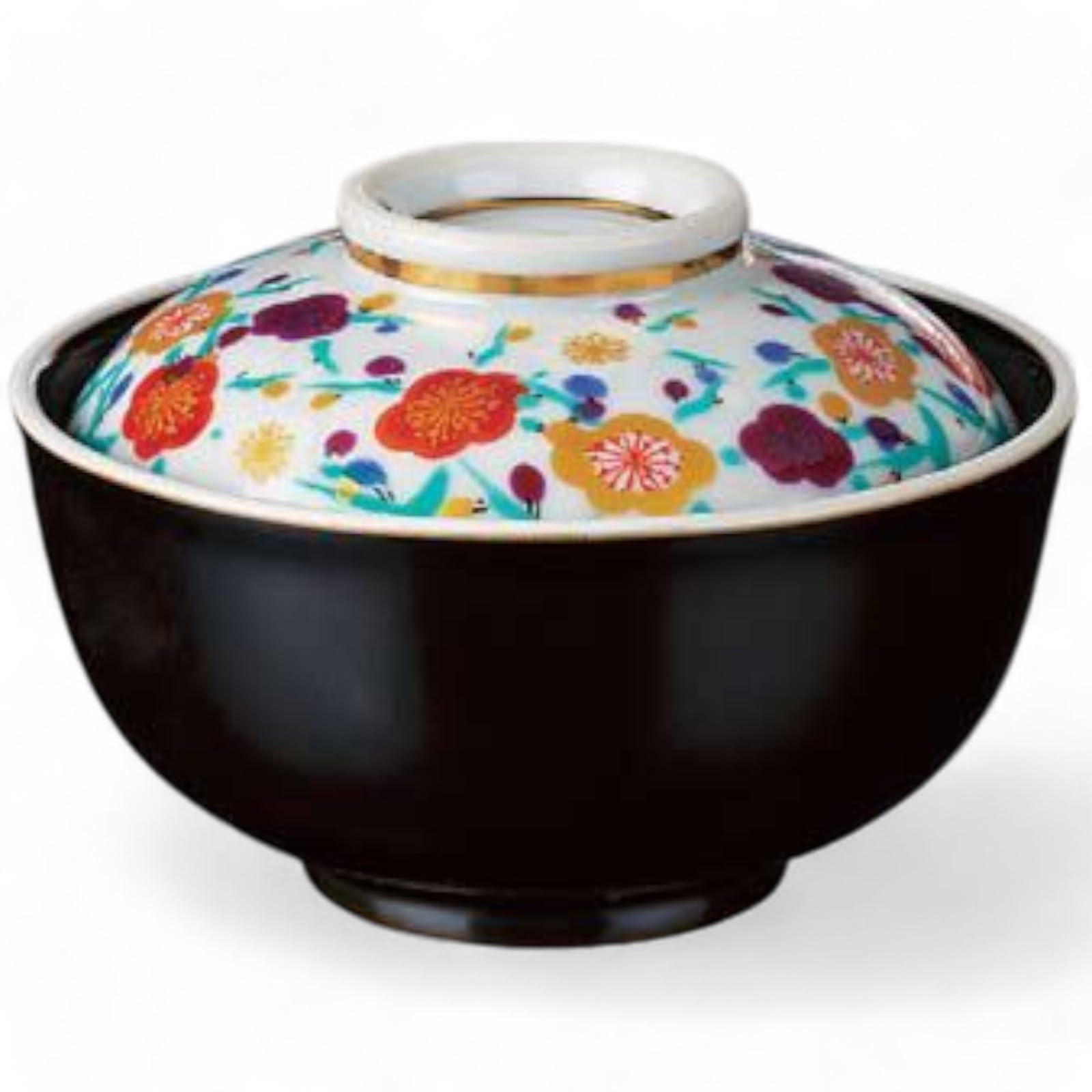 

Takumifu Arita Ware 12cm Side Plate with Lid, White and Four-Color Plum Blossom Yaen (Plum Blossom) Serving, Made in Japan