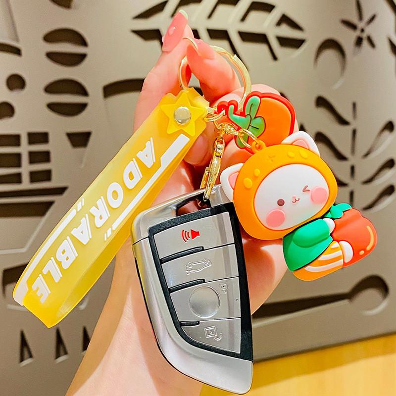 Pear Fruit Elegant Cat Keychain Highquality Pvc Material Fun And Unique Idea Gift