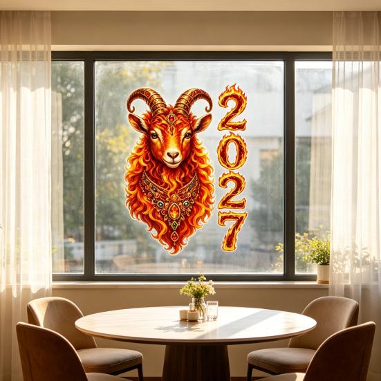 Reusable PVC Glass Film for Shop Displays Chinese New Year Window Clings, 2027 of Goat Static Decorative Stickers Doors Windows No?Glue Lunar