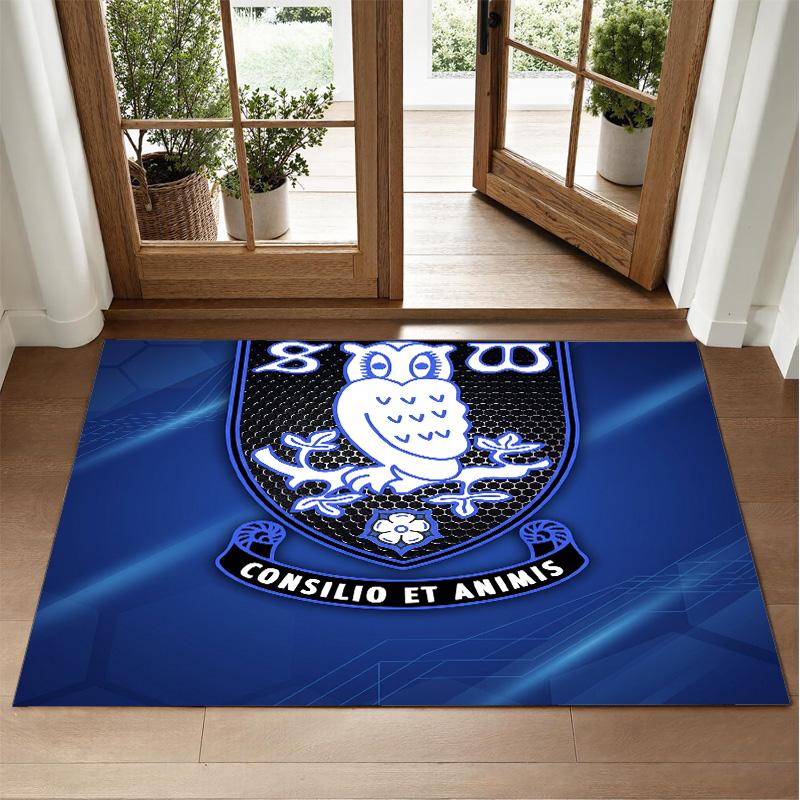 Sheffield Wednesday Design Crystal Velvet Rug Soft Decorative Mat for Bedroom Entrance