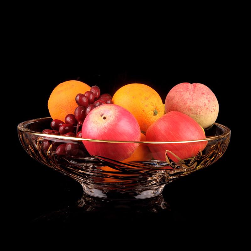 FLEVANCE Gold-Edged Crystal Glass Fruit & Candy Bowl