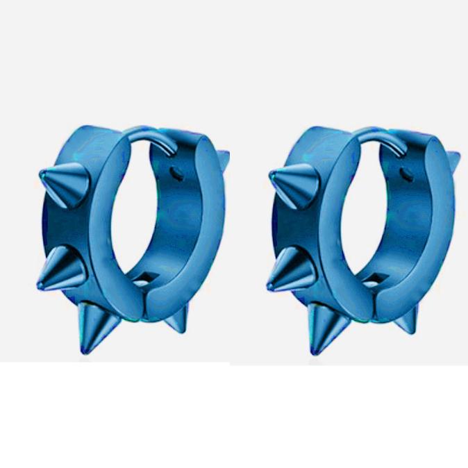 1 Pair Stainless Steel Hoop Spike Circle Huggie Studs Punk Cool  Earrings