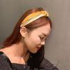 Striped yellow headband for women, versatile for outdoor face washing, simple Korean style headband, wide edge pressed hairpin, retro style