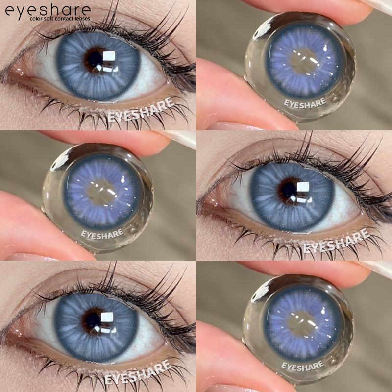 EYESHARE 1Pair Color Contact Lenses for Eyes Natural Brown Yearly Use Lenses Gray Multicolored Contact Lens Gray Pupils Lens