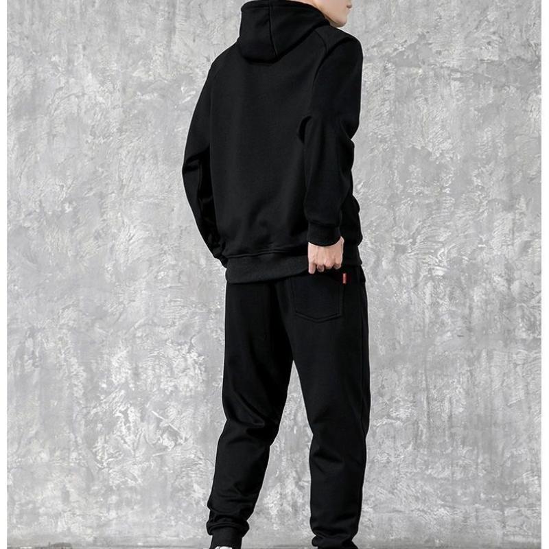 Herren Trainingsanzug Winter - Velour Warm Kapuzenjacke & Jogginghose Set