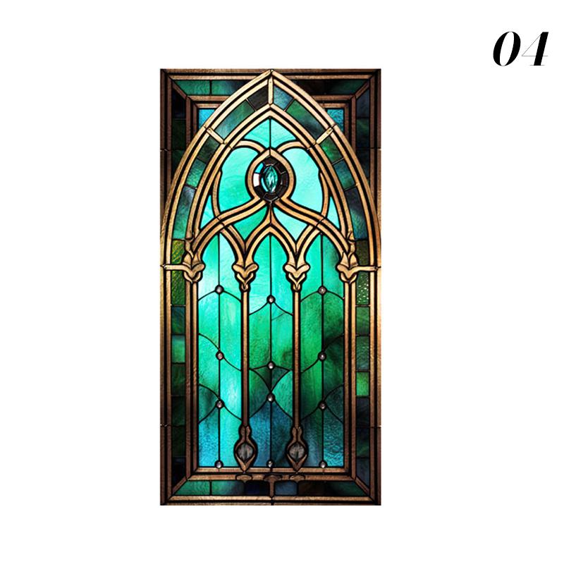 Retro Art Skleněná Fólie Evropský Styl Vitrážové Kostelní Umění Soukromí Okenní Samolepky Neprůhledné Hotelový Klub Veranda Okenní Dekorace Fólie