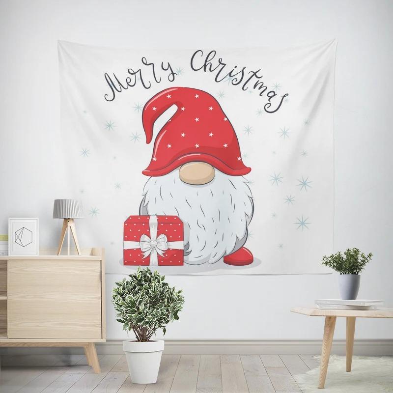 Christmas New Year Cartoon Santa Claus Pattern Living Room Bedroom Decorative Tapestry