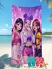 K-Pop Stil Strandtuch mit Lila-Pinkem Farbverlauf Sternenlicht und Girlgroup Geeignet für Strandurlaub Sommergeschenk für Freunde
