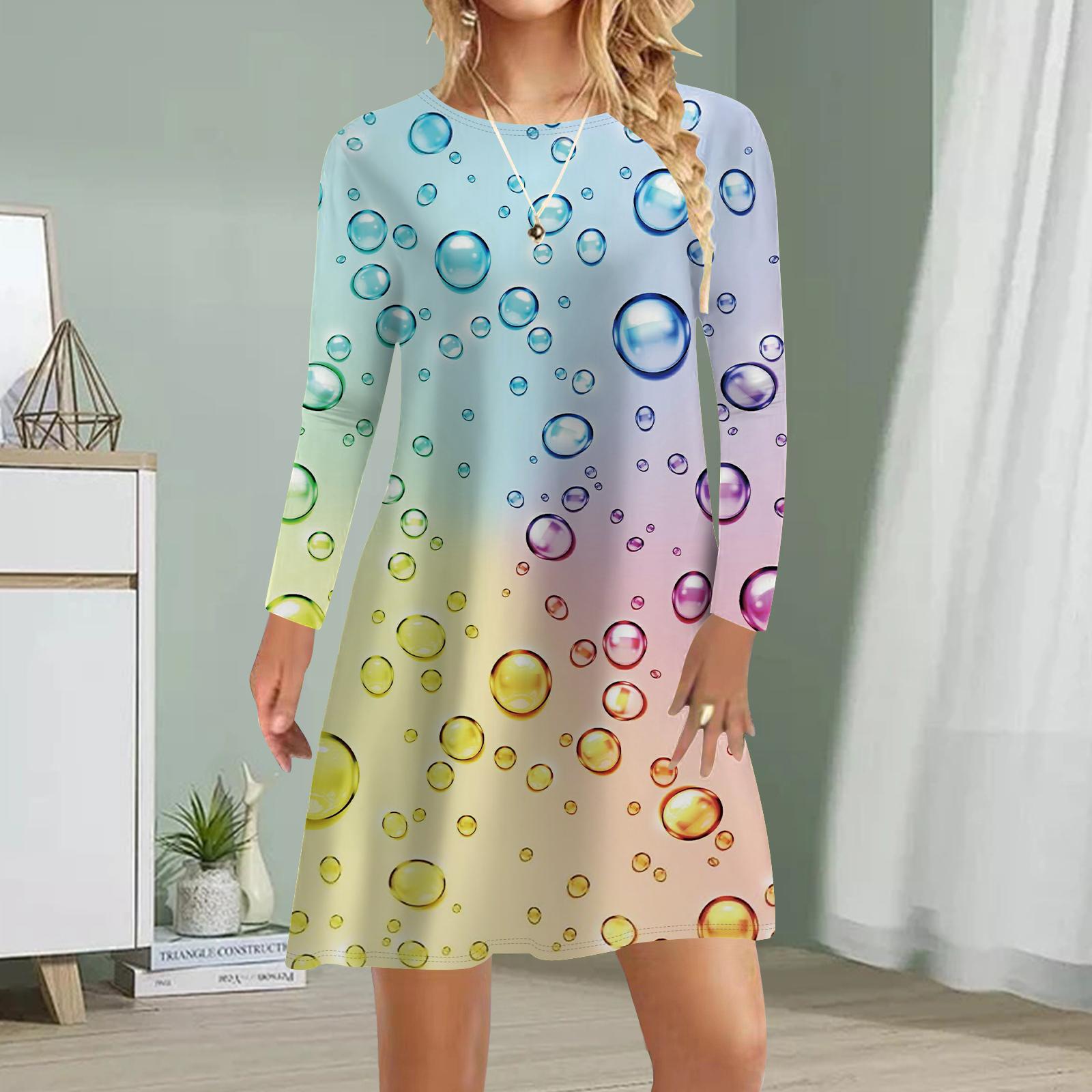 

Женское повседневное платье с принтом в виде капли дождя, платья для женщин с круглым вырезом и коротким рукавом, платье больших размеров M жёлтый