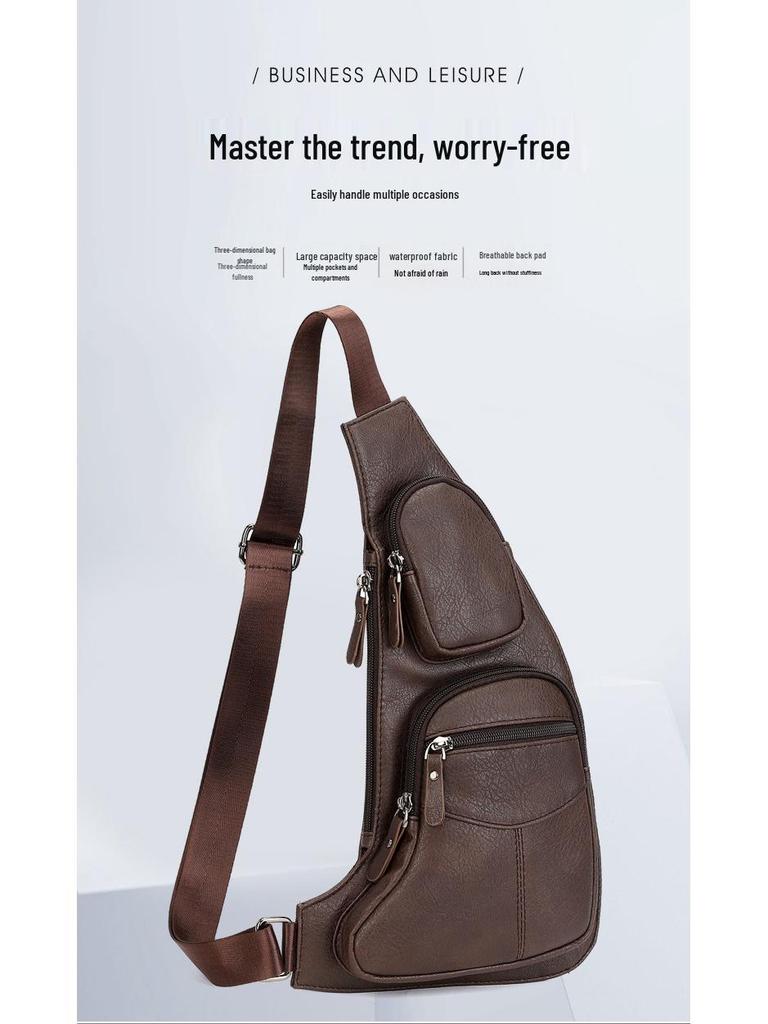 2023 Men's Trendy Chest Crossbody Bag: Versatile Shoulder and Street Backpack for Sports & Commute.