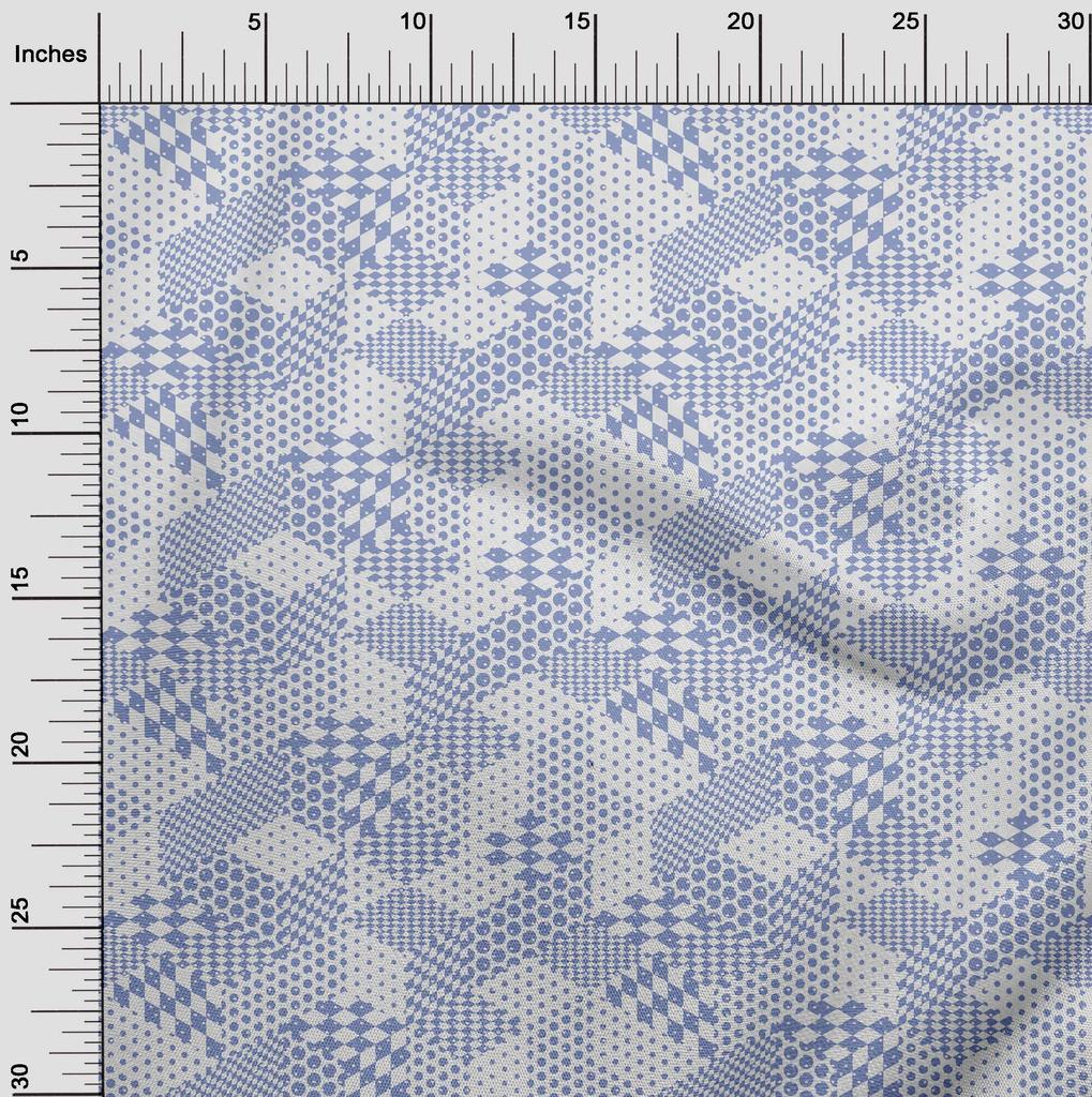 oneOone Cotton Flex Light Blue Fabric Geometrical Mix Dress Material Fabric Print Fabric By The Yard 40 Inch