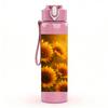 1PC Bright Sunflower Flower Print 750ml Color Plastic Sports Water Bottle Leakproof Flip Straw Lid Suitable for Sports Office Home Use