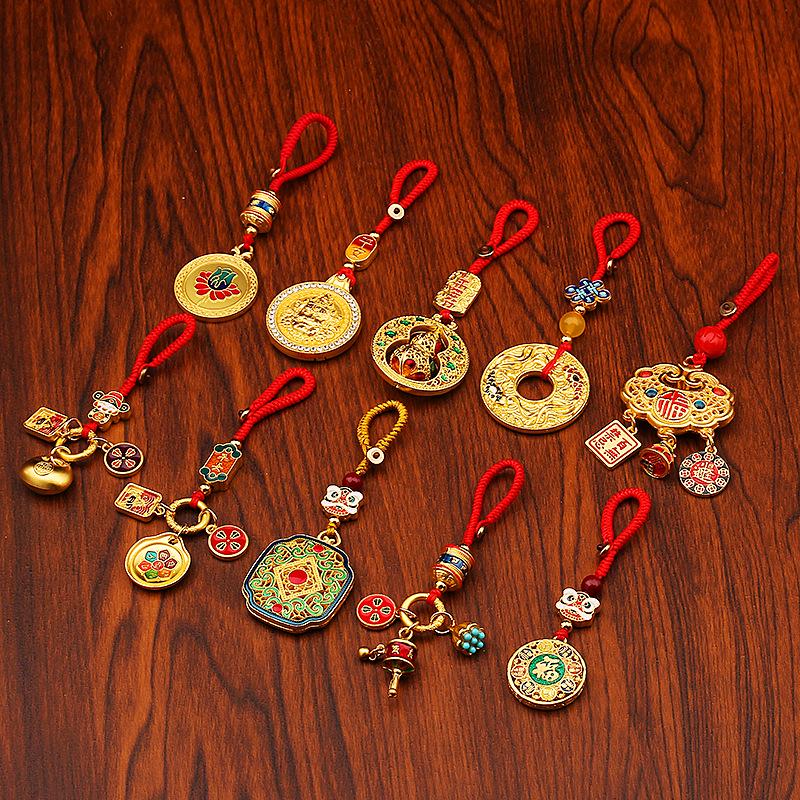 Gold Sand Zakiram Pendant: Wealth-Attracting Fortune Bag Keyring—Peace, Joy & Happiness Accessory