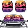 Coldinair Sunset Front Windshield Shade 2Pcs Sunshade for Car Windshield Folding Car Accessories for Truck SUV Sun Visor Protector, Tropical Palm