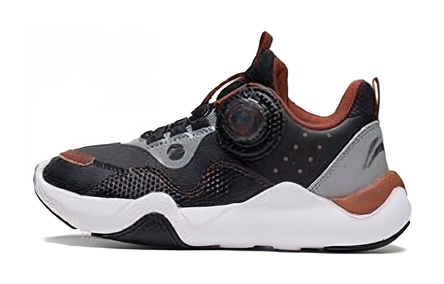 Li Ning YOUNG Амортизирующие износостойкие дышащие детские повседневные кроссовки Черно-коричневые Детские YKCS176-11 31