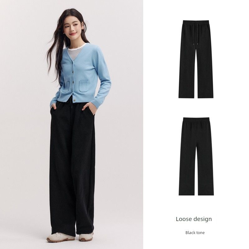 

Chentorino Same Style Mori Horse Casual Pants Women s Texture Chenille White Pants 2024 New Arrival Winter Pants Heattech Black 00499 165/70A/L