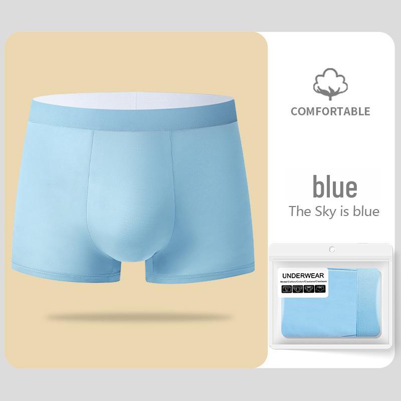 Men's Ice Silk Breathable Mid-Waist Boxers - Solid Color Comfortable Underwear for Boys