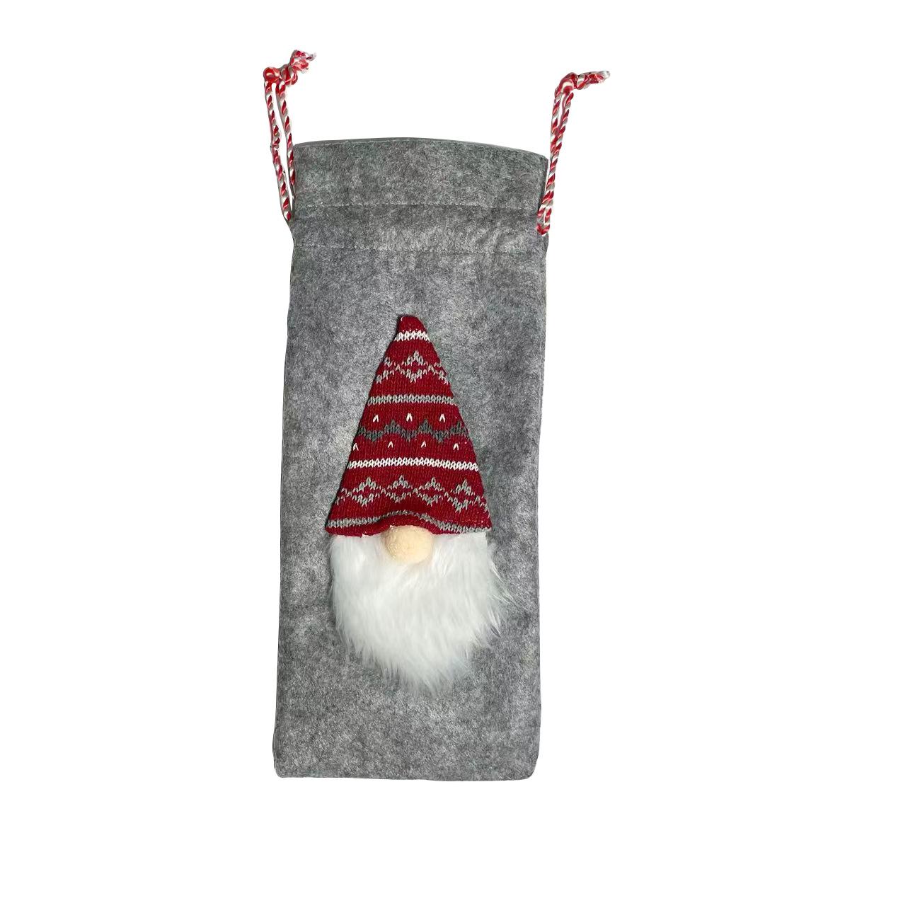 

Nordic Faceless Old Man Christmas Wine Bottle and Champagne Cover Bag Set
