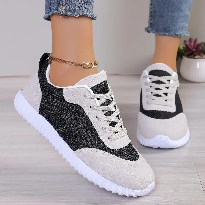Mode 2024 Heißer Verkauf Schuhe Damen Schnürschuhe Damen Vulkanisierte Schuhe Frühling Herbst Weiche Sohle Atmungsaktives Mesh Lässige Flache Laufschuhe