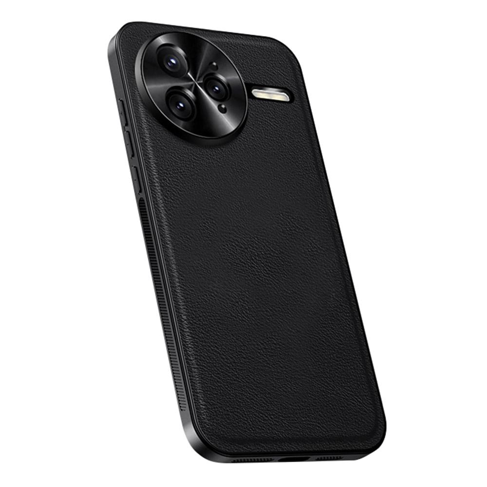 

Чехол для Xiaomi Redmi K80 Pro 5G PU+TPU+PC Задняя крышка телефона с металлическим обрамлением объектива Black