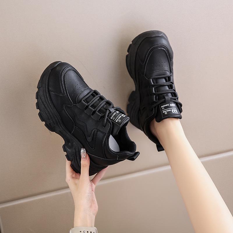 

2026 Trendy Women s Hidden Wedge Chunky Sneakers - Thick Sole Elevated Breathable Dad Shoes for Petite Fashion & All-Day Comfort 41 чорний