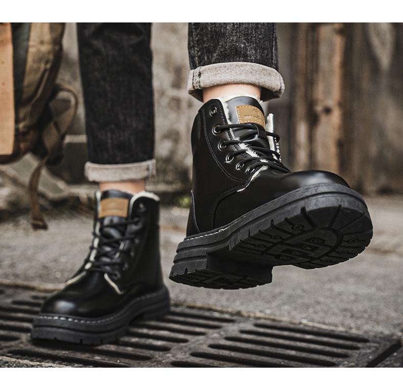 Men's Winter Martin Boots: Warm Velvet-Lined Outdoor Workwear In Retro Desert Yellow, Size 48.