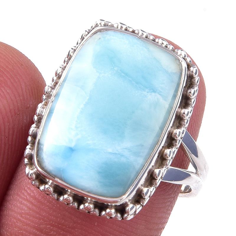 

Natural Republic Larimar Gemstone 925 Solid Sterling Silver Gift Ring S.7 n9G72