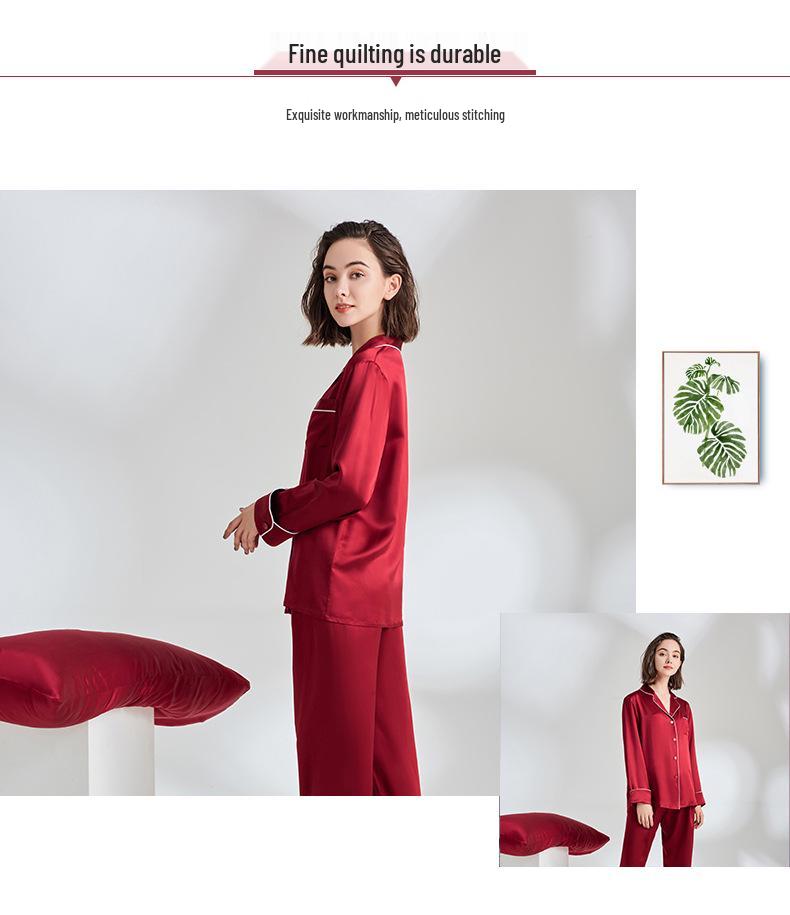 Heavyweight Mulberry Silk Pajama Set: Unisex 22 Momme Long Sleeve, Suitable for Outside Wear