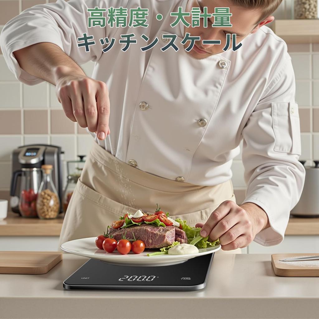 7JI Kitchen Scale, Digital, 5kg0.1g, Ultra-thin 1cm, USB-C Rechargeable, Aluminum Alloy Frame, Tempered Glass, for CookingBaking, Black