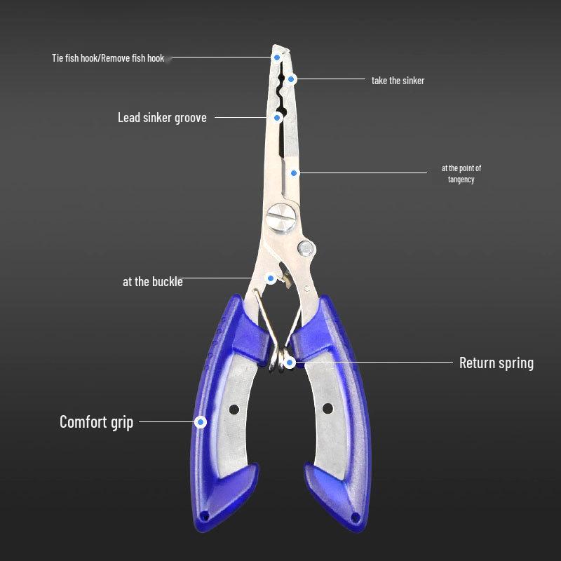 Tungsten Steel Long Nose Fishing Pliers: Line Cutter, Split Ring Opener & Hook Remover