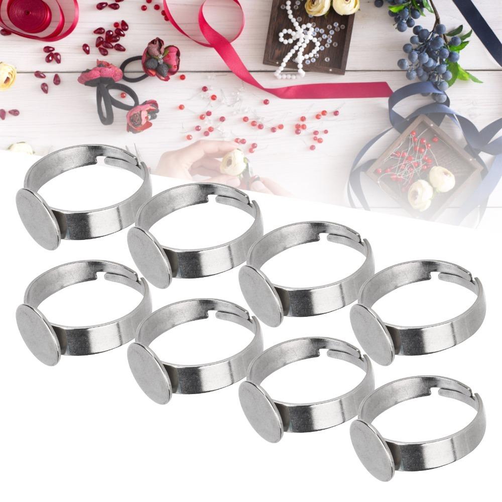 20pcs Adjustable Blank Rings Flat Base Stainless Steel Rings Adjustable Rings Jewelry Craft