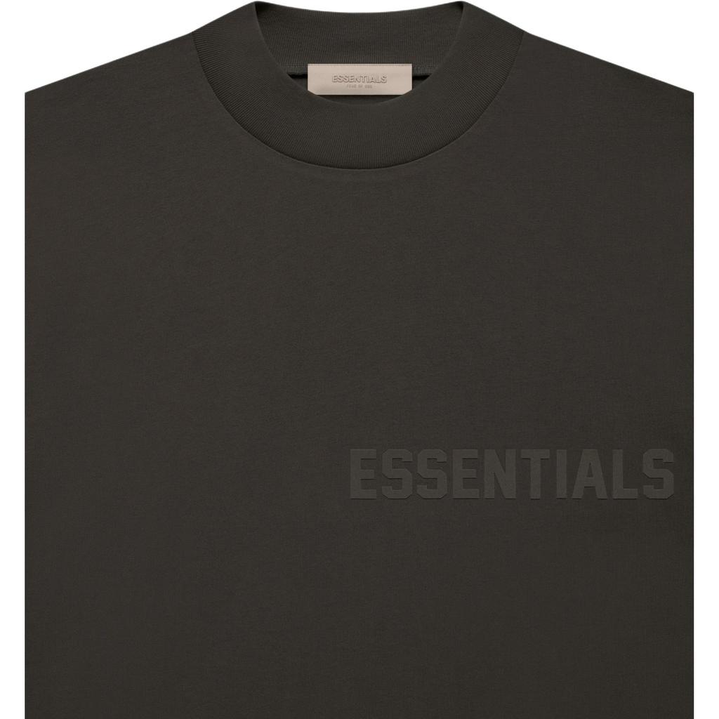 Fear of God Essentials Womens Short Sleeve Tee Off Black Solid Color Letter Logo Print Round Neck Women Tops Gray-Black FOG-FW22-680