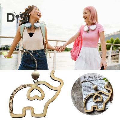 Friendship Elephant Ornament Wooden Hanging Elephant Decoration with Story Card Elephant Pendant Friendship Sisterhood Gift for Women Tribe Best
