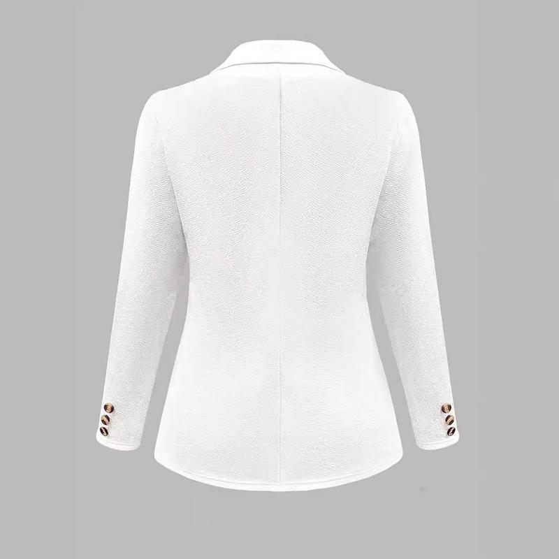 Women Autumn Winter Tailored Collar Long Sleeve Solid Color Suit Coat Cardigan