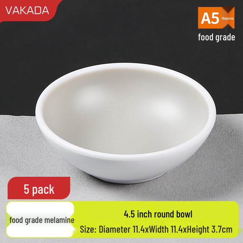 VAKADA Round Melamine Serving Bowls (5-Pack)