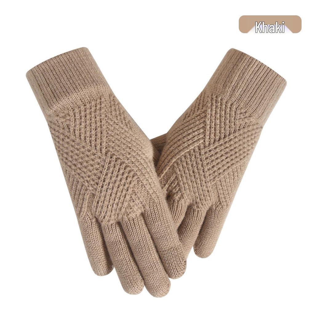 Warm Knit Touchscreen Gloves for Women - Windproof, Double-Layer Winter Cycling & Office Cold Protection