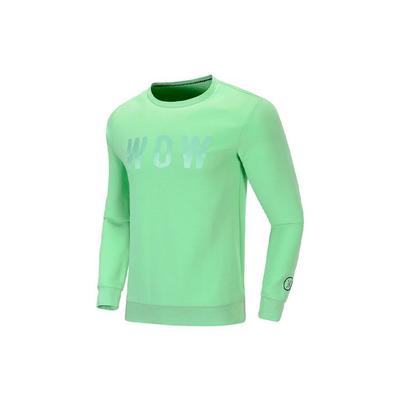Li Ning Wade Series Letter Print Crew Neck Pullover Sweatshirt Heren sweatshirt Groen AWDQ175-5