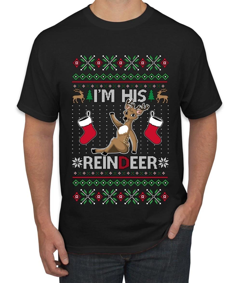 I m His Reindeer Couples Matching Ugly Christmas Men s T- Shirt 3XL