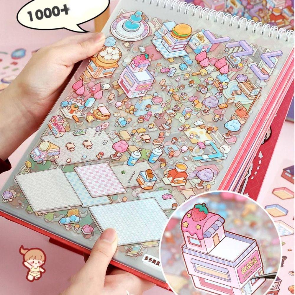 Visual Stacking Miniature Scene Collection PET 3D Pocket Cabin Scene Stickers  Kids