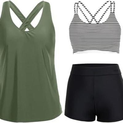 Nuovo Set da Tre Pezzi Sexy Stile Europeo e Americano Pantaloni a Angolo Largo Gonna in Garza Costume da Bagno Bikini per Vacanze alle Terme Spiaggia