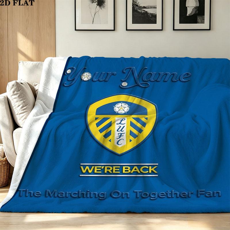 1PC Leeds United Custom Name Patterned Flannel Blanket Suitable For All Seasons for Home Decor Warmth and Comfort Gifts Holiday Present