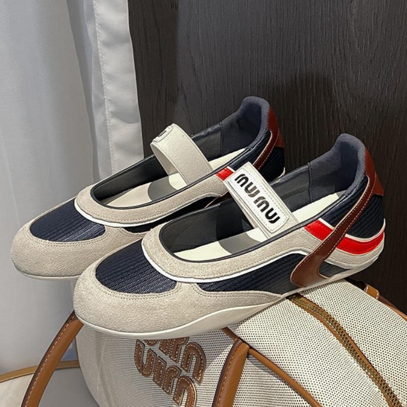 

Мэри Джейн Женские Туфли Лодочки Повседневные Мелкие Кроссовки 2025 Дизайнерская Мода Обувь для Ходьбы Мягкие Балетки Цветной Блок Женская Обувь 36 темно-синий