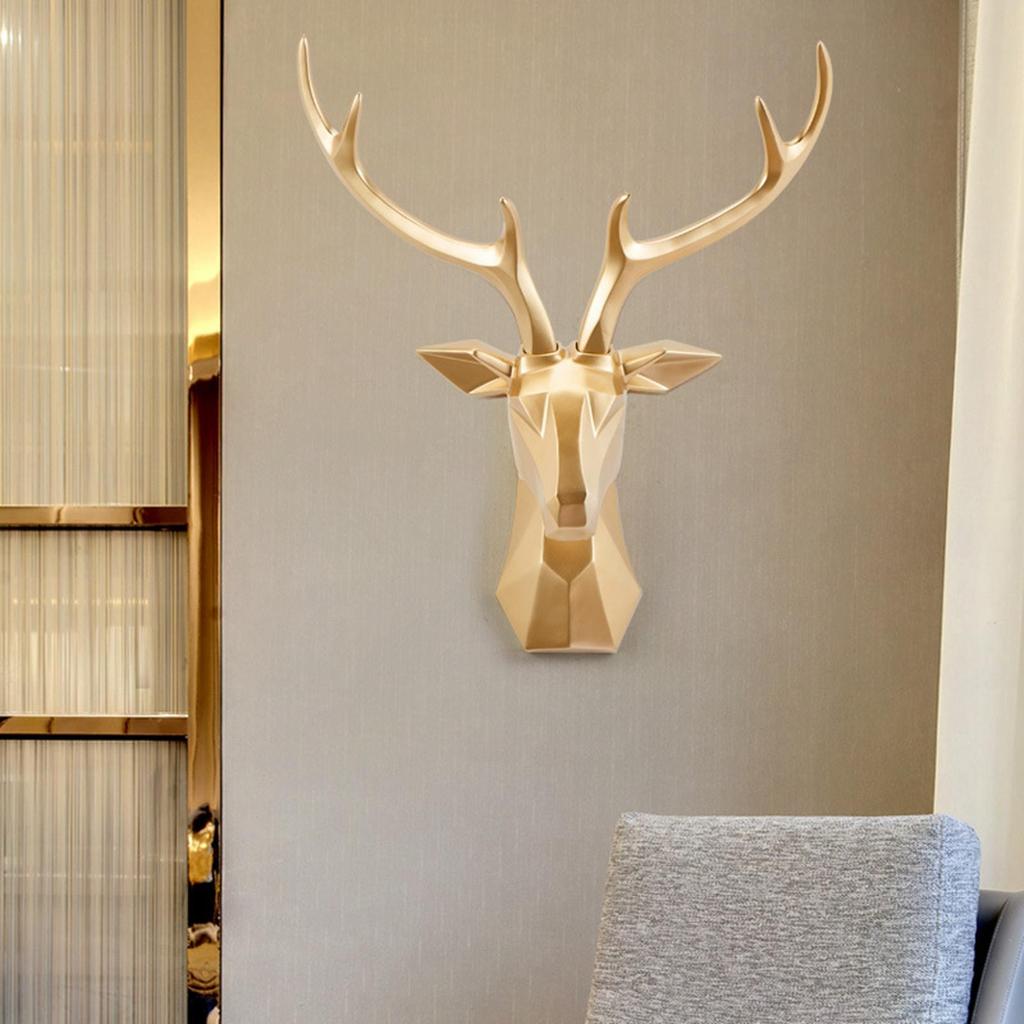 3D Hirschkopf Dekoration Wanddeko Geometrische Skulptur für Zuhause