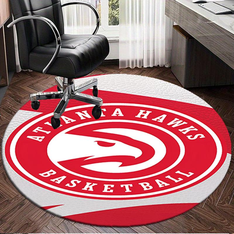 1PC Atlanta Basketball Round Rug, Non-slip Chair Mat, Home Decor, Circle Carpet Perfect for Office, Bedroom, Living Room,Christmas gift