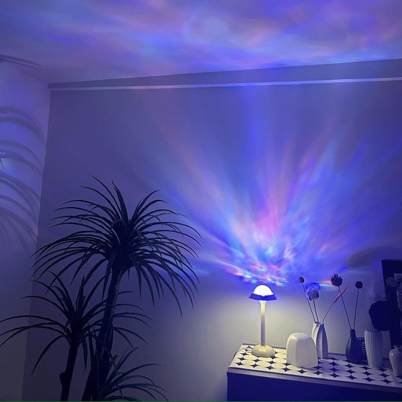 Cordless Shower Lamp,Bedside Lamp,Touch Ocean Wave Projector Light,3 Way Color Temperature,16 Color Changing Light,Dimmable