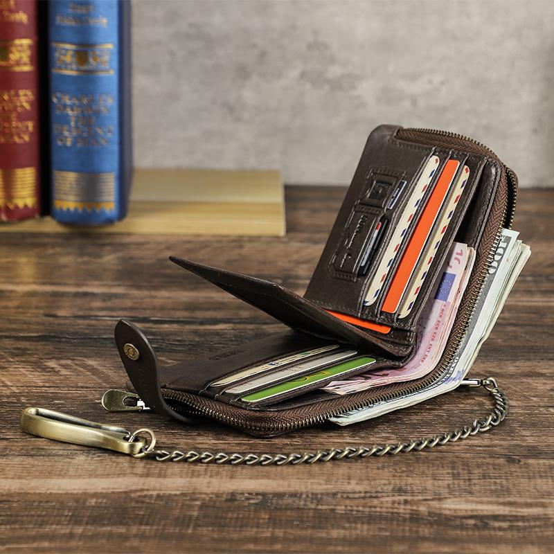 CONTACT'S Genuine Leather Fashion Small Trifold Wallet for Men  RFID Card Holder Travel Credit Card Purse Wallets for Men Birthday Gifts 2025