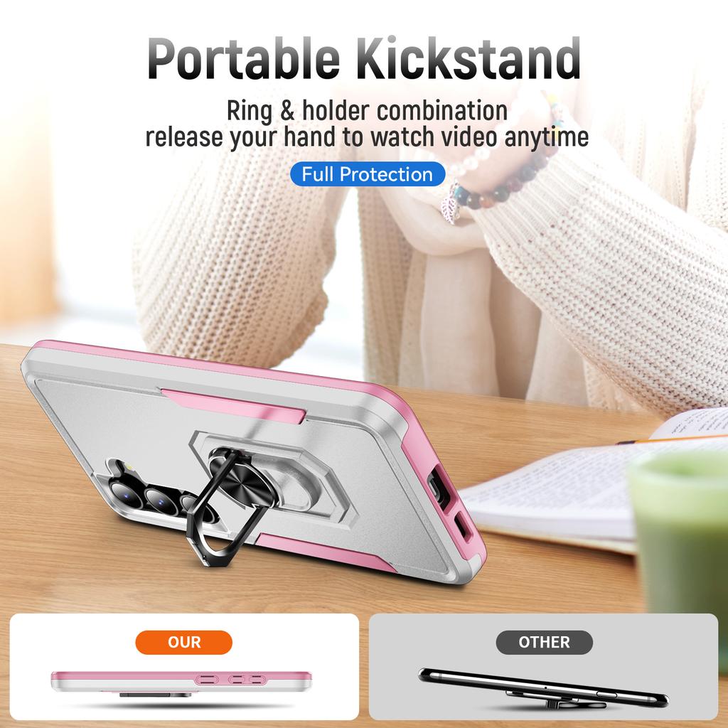 For Samsung Galaxy S24 FE Case Military Grade Ring Kickstand PC+TPU Phone Cover