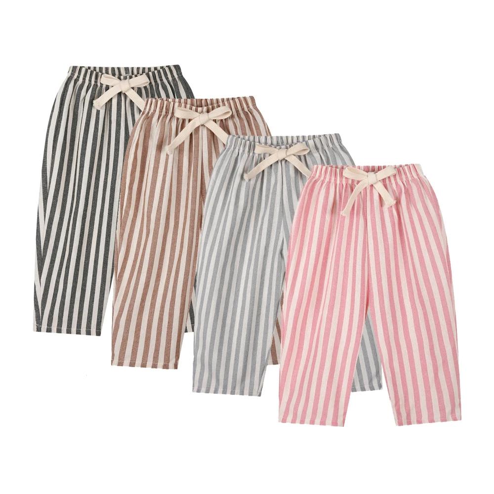 

Полосатые детские брюки для мальчиков девочек весна лето повседневные брюки капри для малышей 100 розовый
