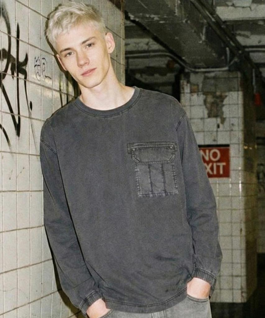Deobiakaibeu Men'S Dyed Pocket Long Sleeve T-Shirt Charcoal Gray